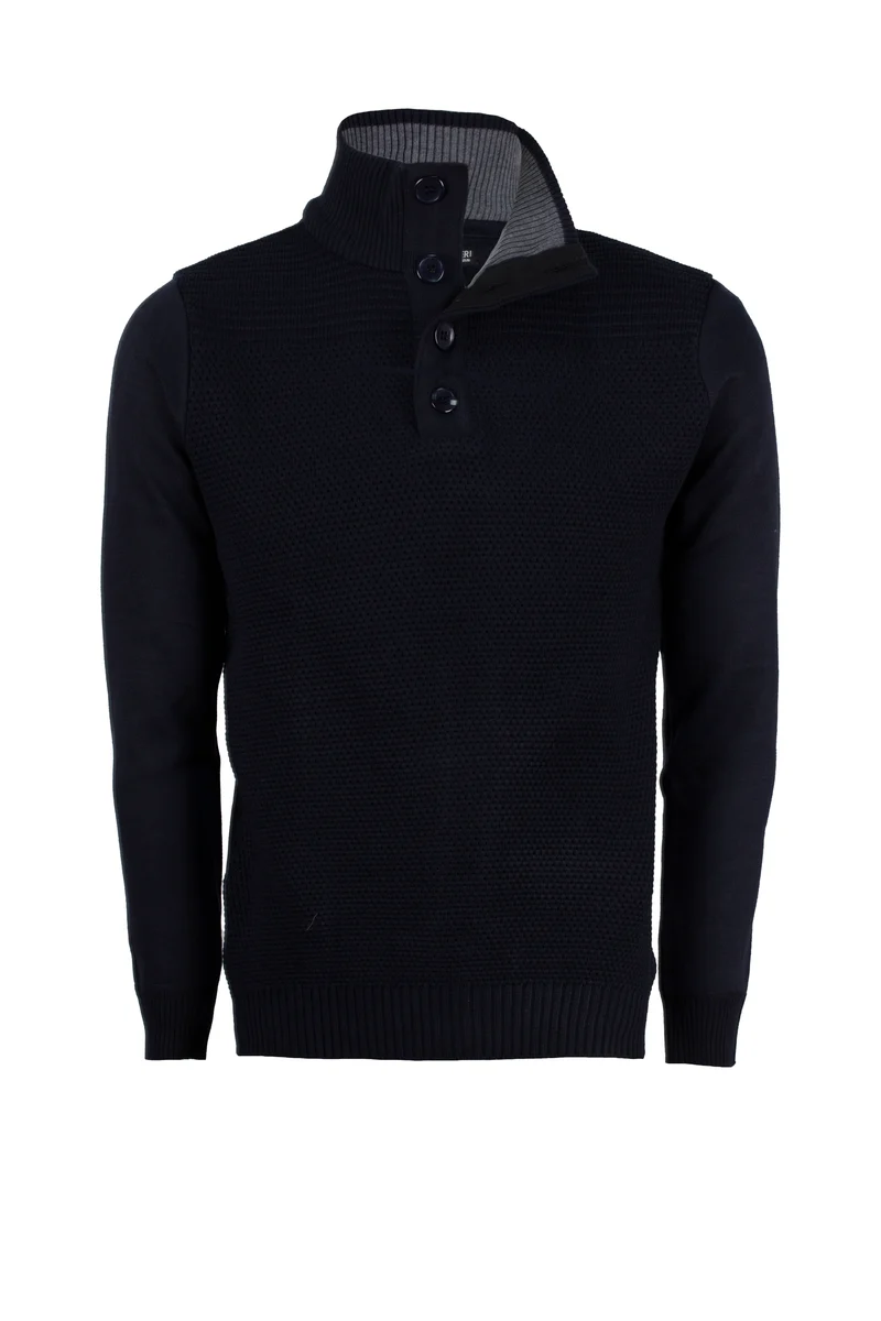 Pullover uomo collo alto con trama lavorata