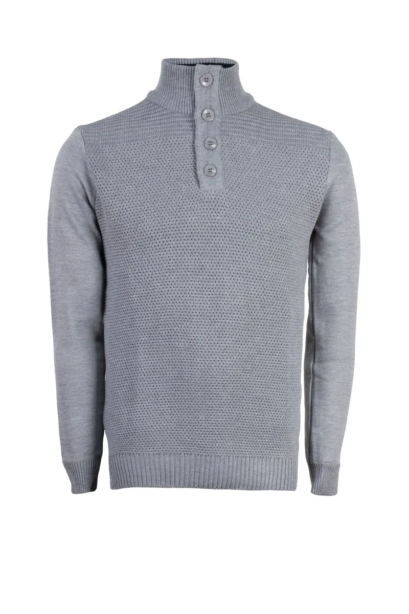 Pullover uomo collo alto con trama lavorata