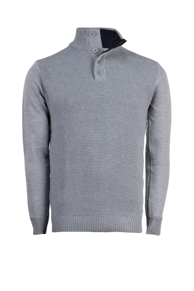 Pullover uomo collo alto con trama lavorata