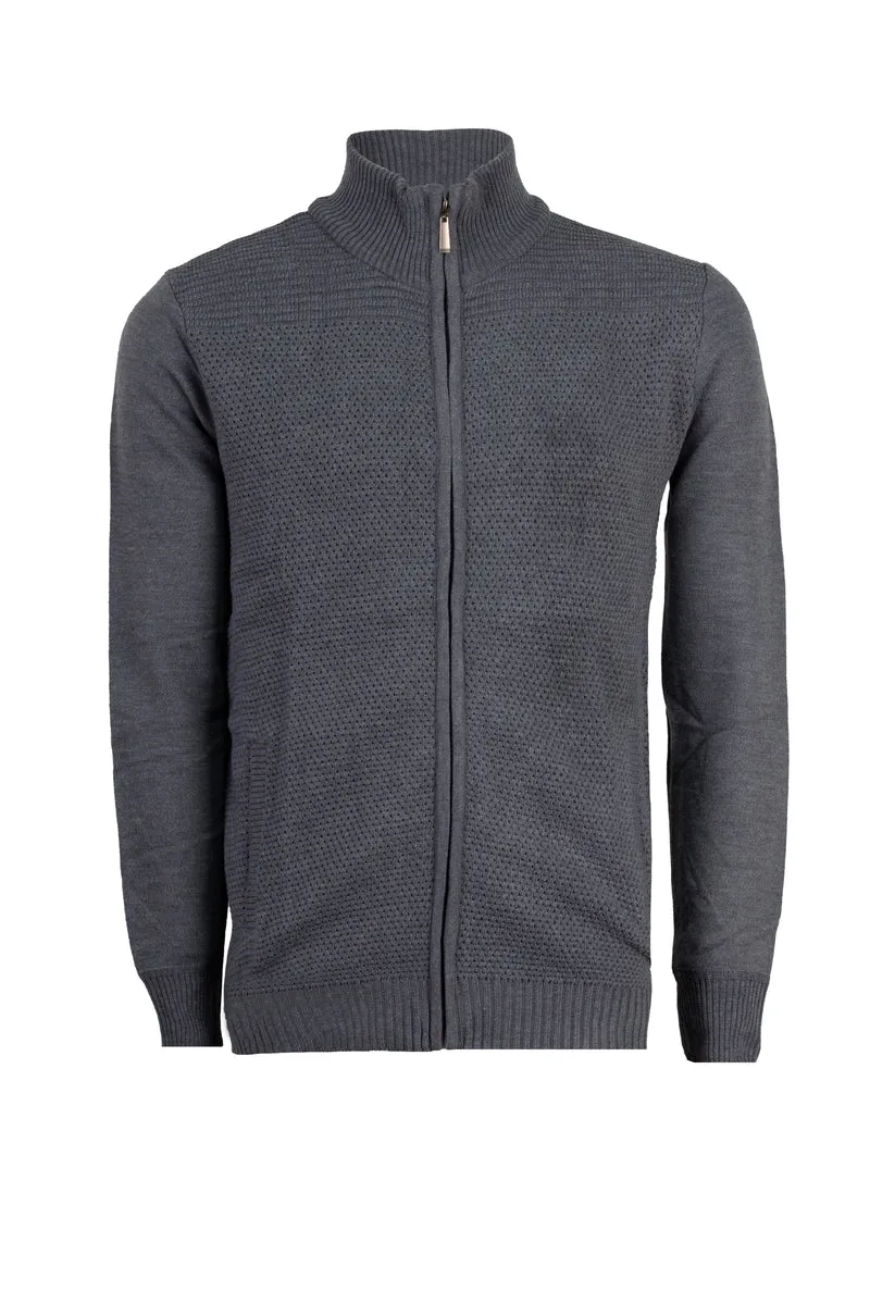 Cardigan uomo full zip con trama lavorata