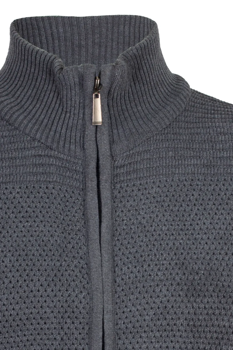 Cardigan uomo full zip con trama lavorata