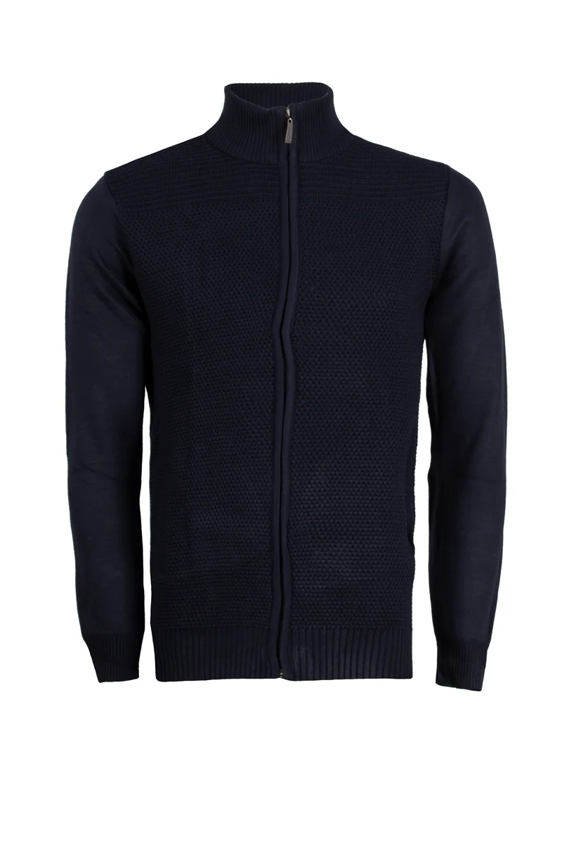 Cardigan uomo full zip con trama lavorata