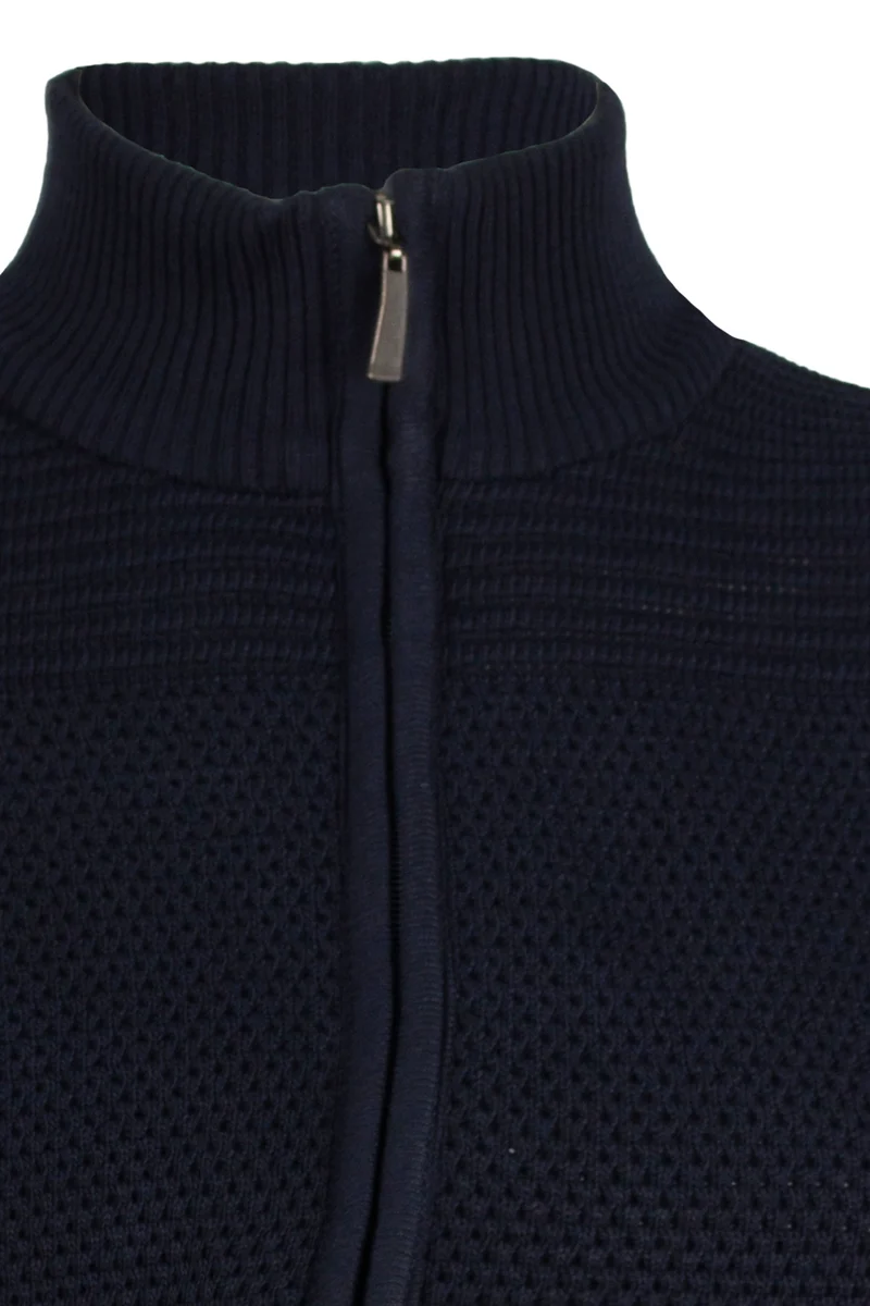 Cardigan uomo full zip con trama lavorata