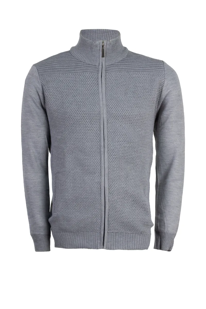 Cardigan uomo full zip con trama lavorata