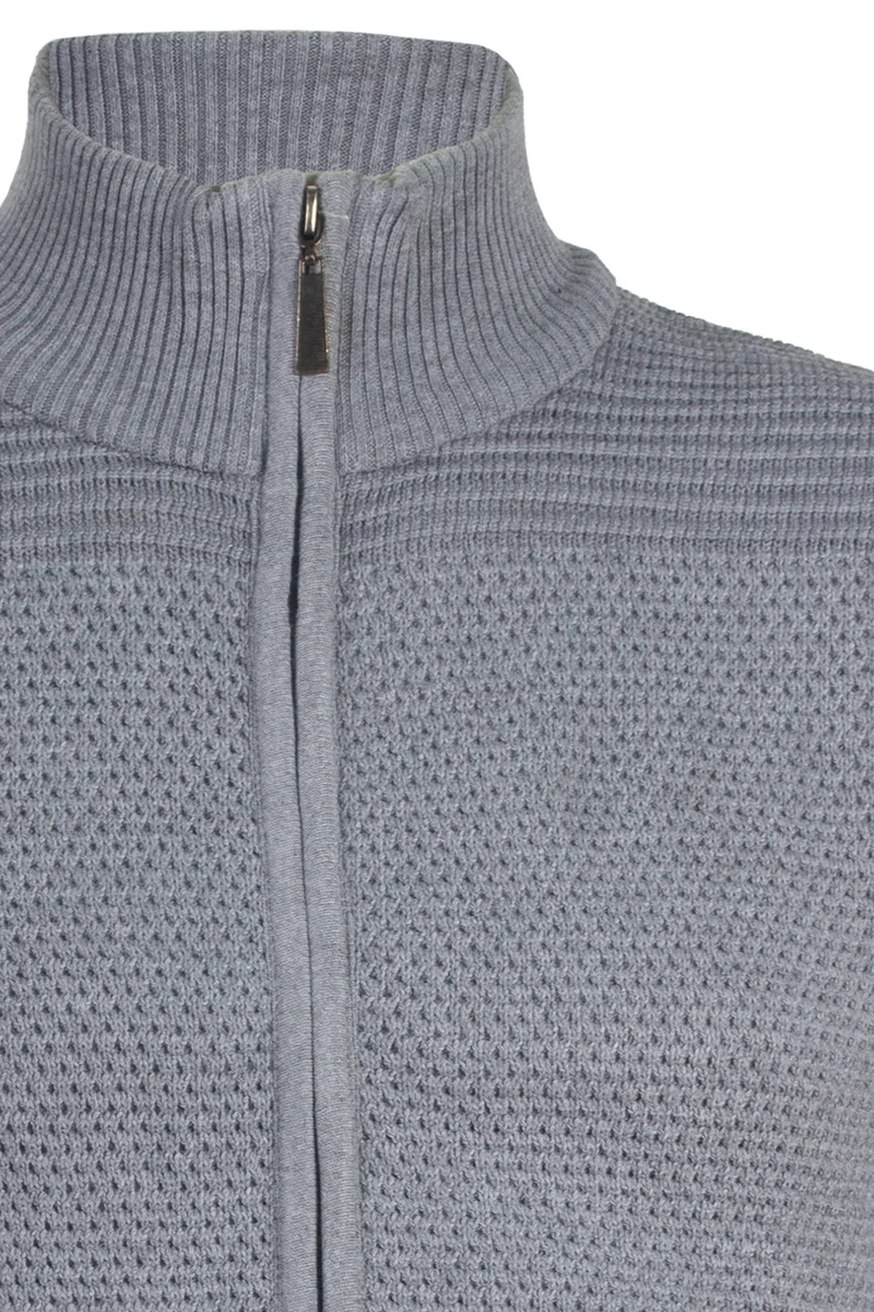 Cardigan uomo full zip con trama lavorata