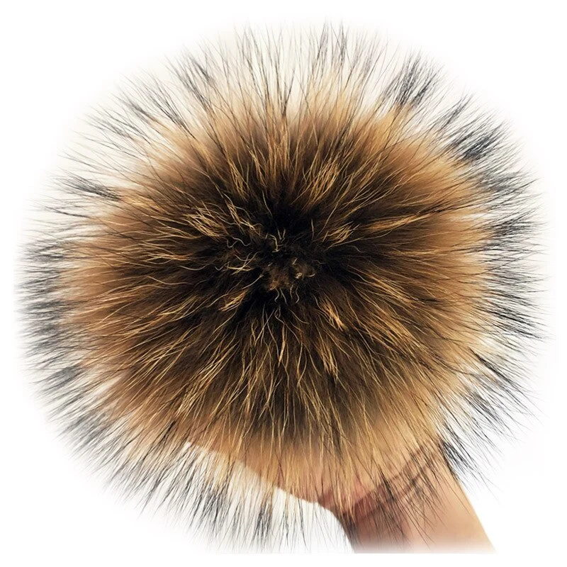 Pompon di pelliccia di lusso 100% volpe naturale (marrone e arancione)