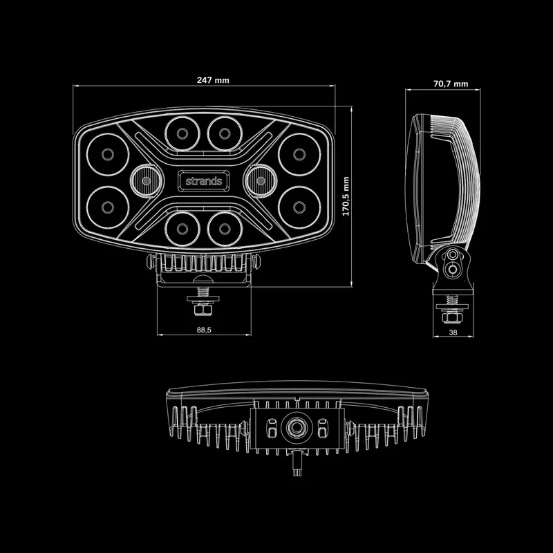 Strands Dark Knight Insane Driving Lamp con luci stroboscopiche di avvertimento di pericolo
