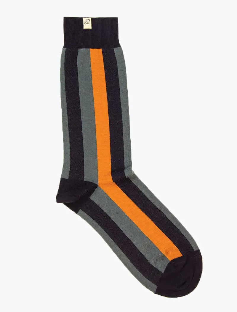 Navy Vertically Striped Organic Cotton Socks