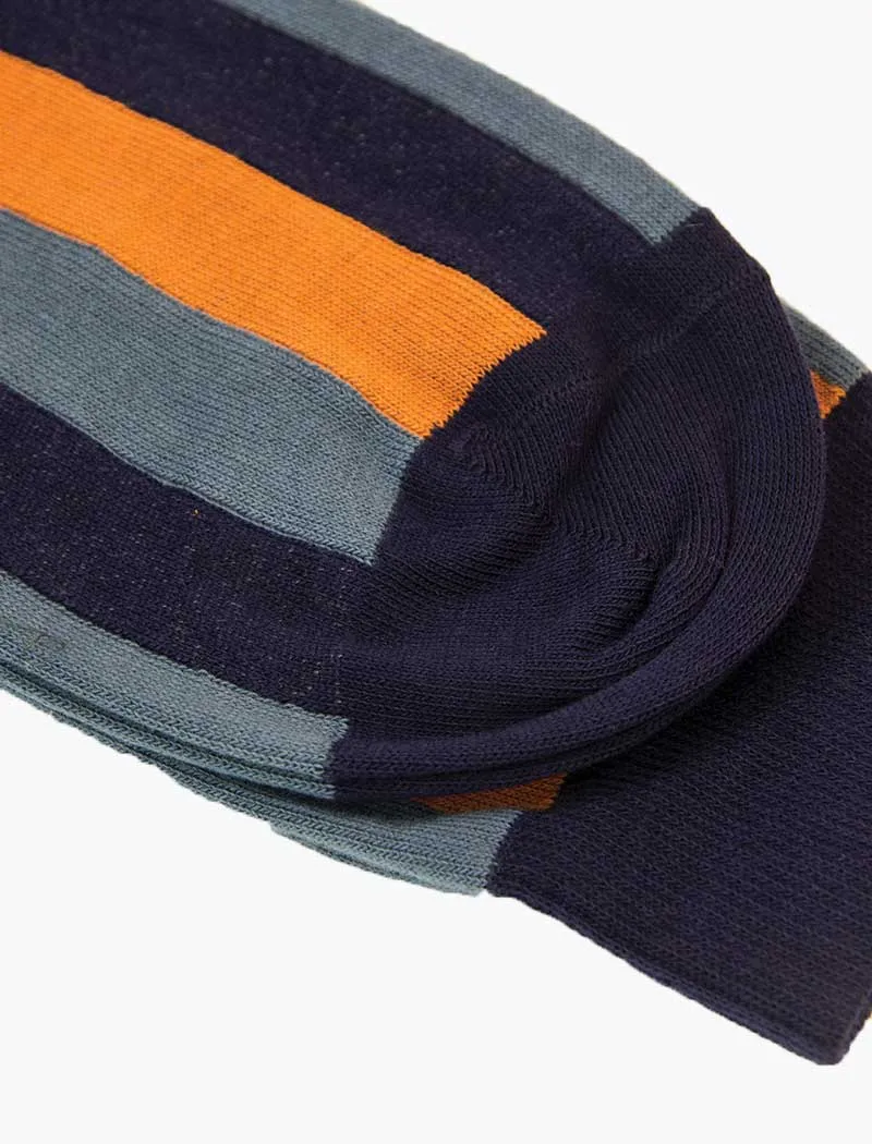 Navy Vertically Striped Organic Cotton Socks
