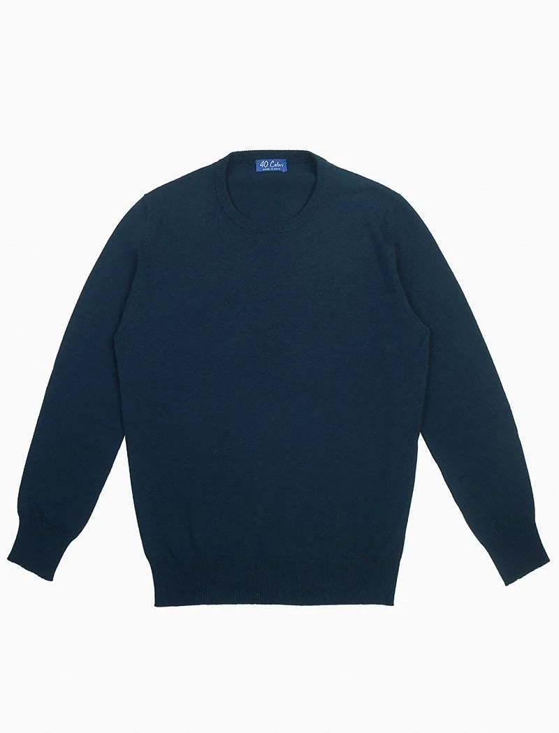 Deep Teal Crew Neck Cashmere Jumper
