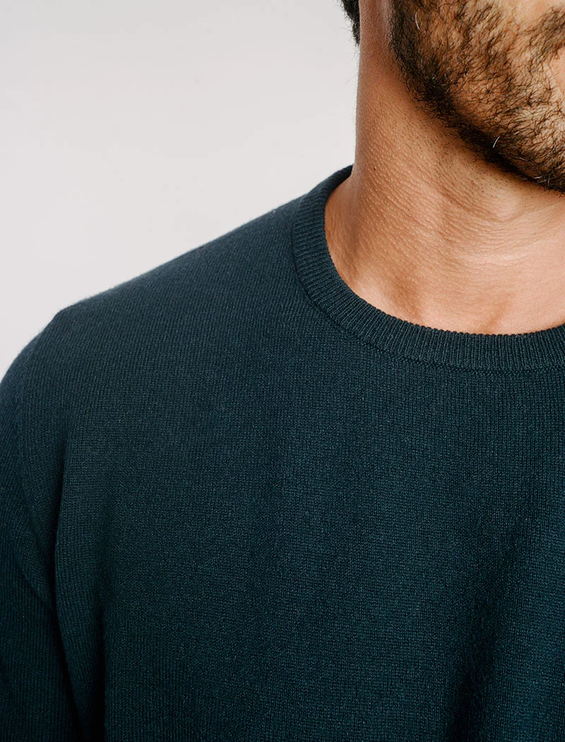 Deep Teal Crew Neck Cashmere Jumper