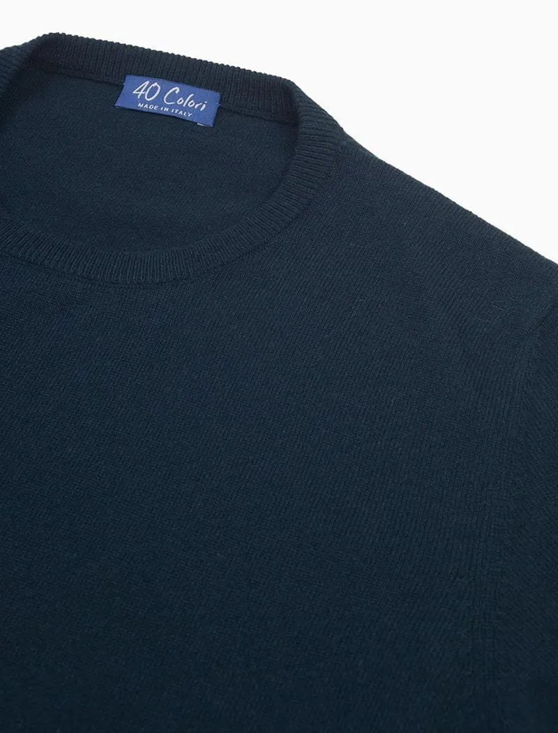 Deep Teal Crew Neck Cashmere Jumper