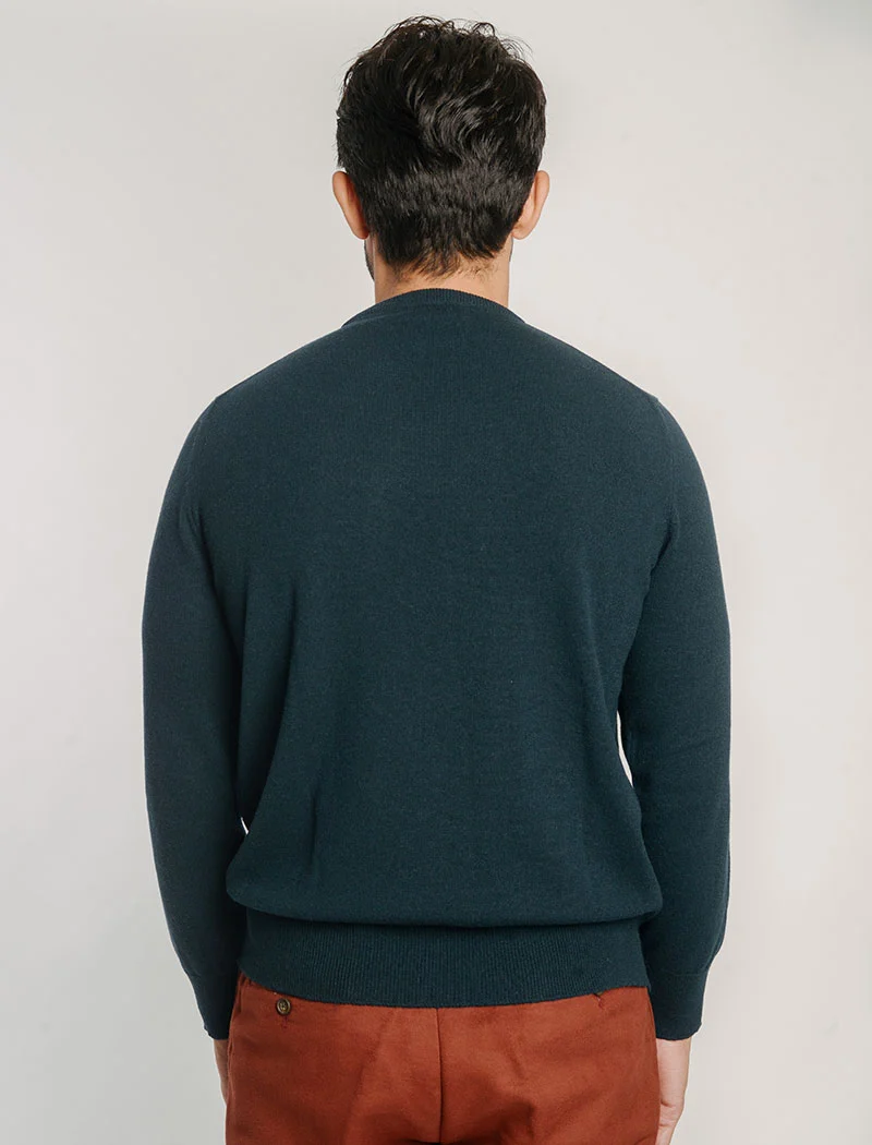 Deep Teal Crew Neck Cashmere Jumper