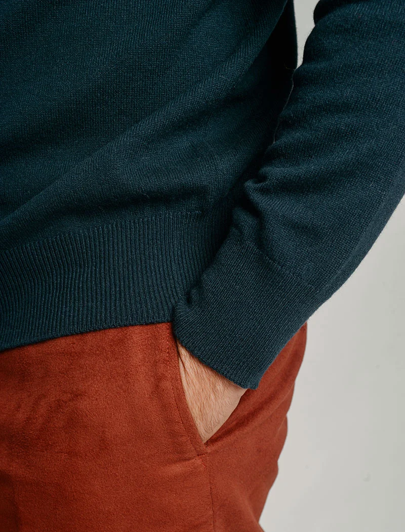 Deep Teal Crew Neck Cashmere Jumper