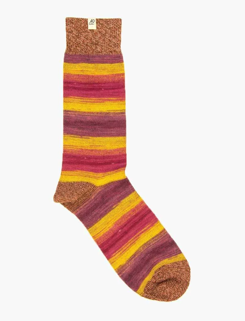 Red Degrade Thick Melange Organic Cotton Socks
