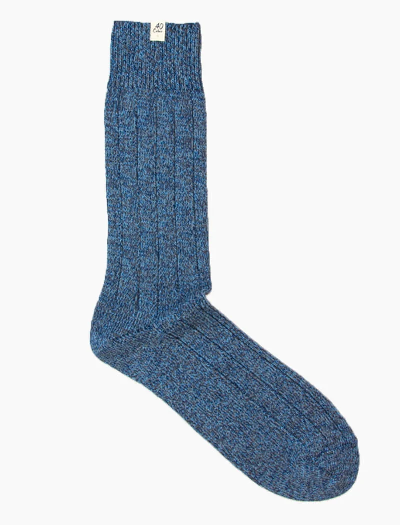 Blue Thick Melange Organic Cotton Socks