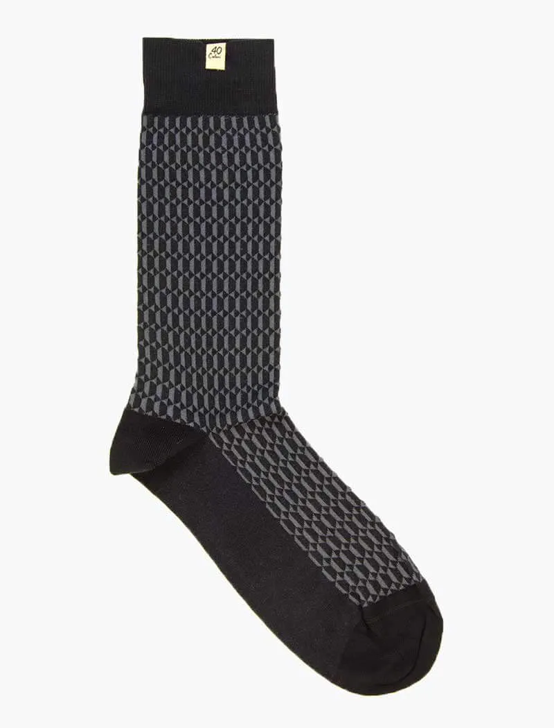 Navy & Light Blue Hexagon Organic Cotton Socks