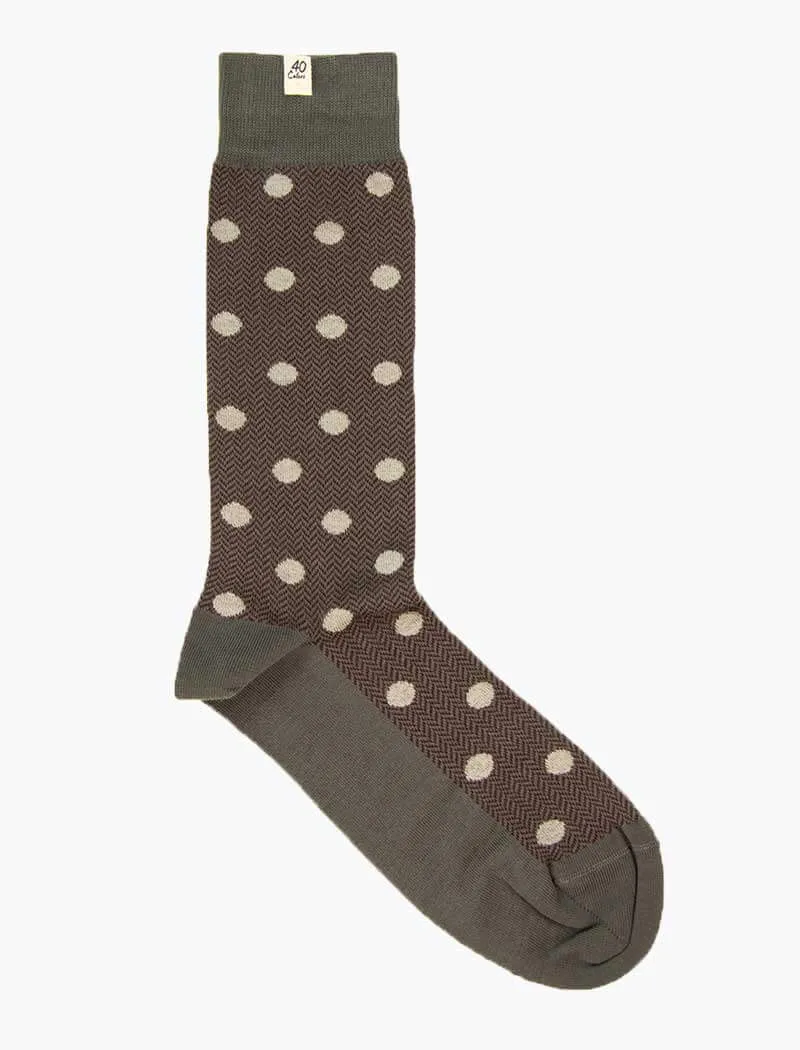 Grey & Burgundy Polka Dot & Chevron Organic Cotton Socks