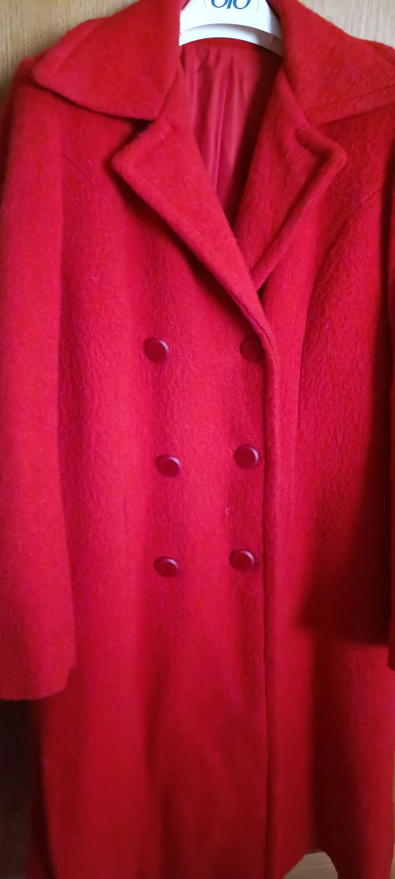 Cappotto rosso, capo di sartoria con caldo tessuto, doppio petto, taglia 46. 2 kg