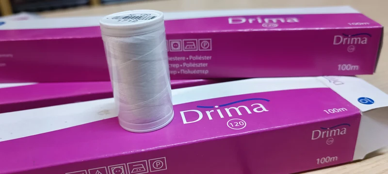 Coats Drima 120, 100% poliestere, colore bianco, confezione di 10 rocchetti da 100m. 100g.