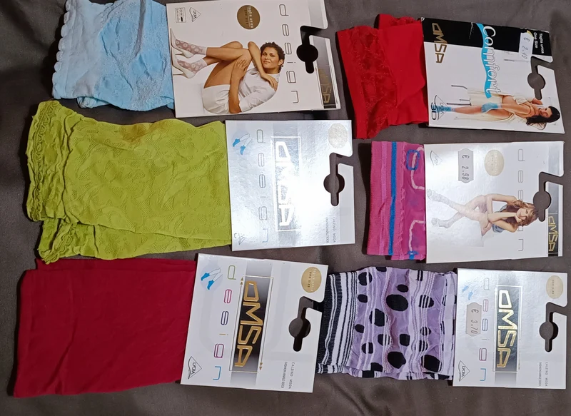 Gambaletti moda OMSA, sei paia, taglia unica, a fantasia e tinta unita. 300g.