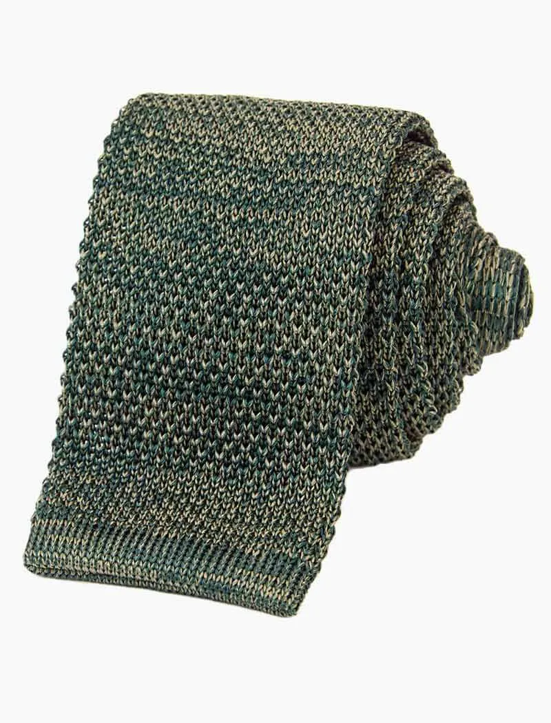 Olive Green Melange Silk Knitted Tie
