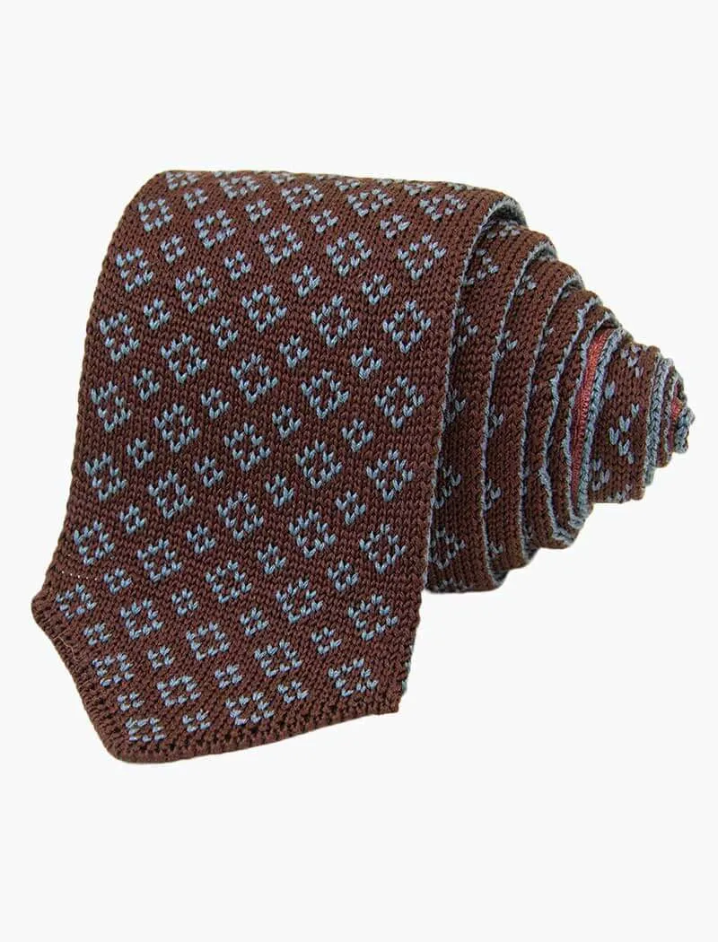 Burgundy Pointed Small Diamonds Silk Knitted Tie