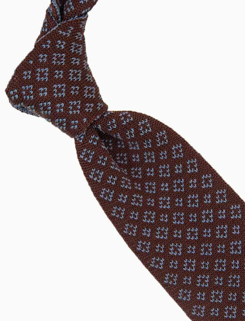 Burgundy Pointed Small Diamonds Silk Knitted Tie