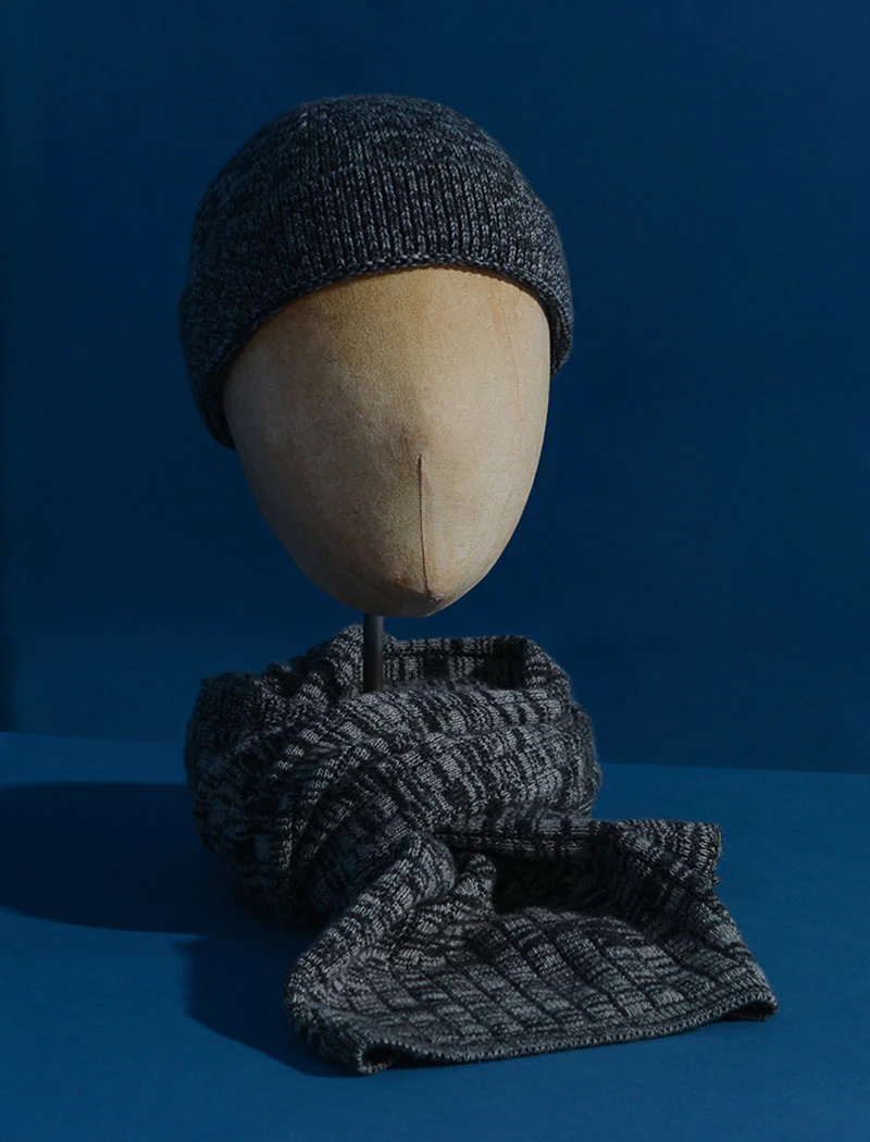 Charcoal Melange Wool & Cashmere Fisherman Beanie