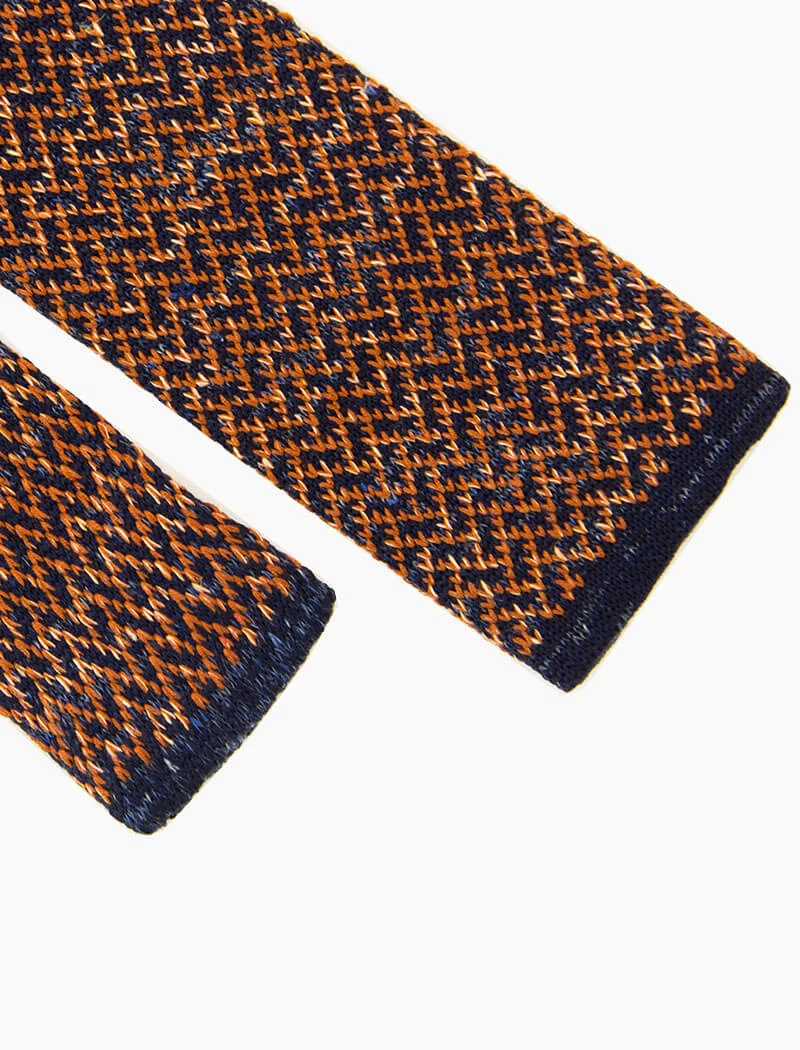 Rust Silk & Linen Herringbone Knitted Tie