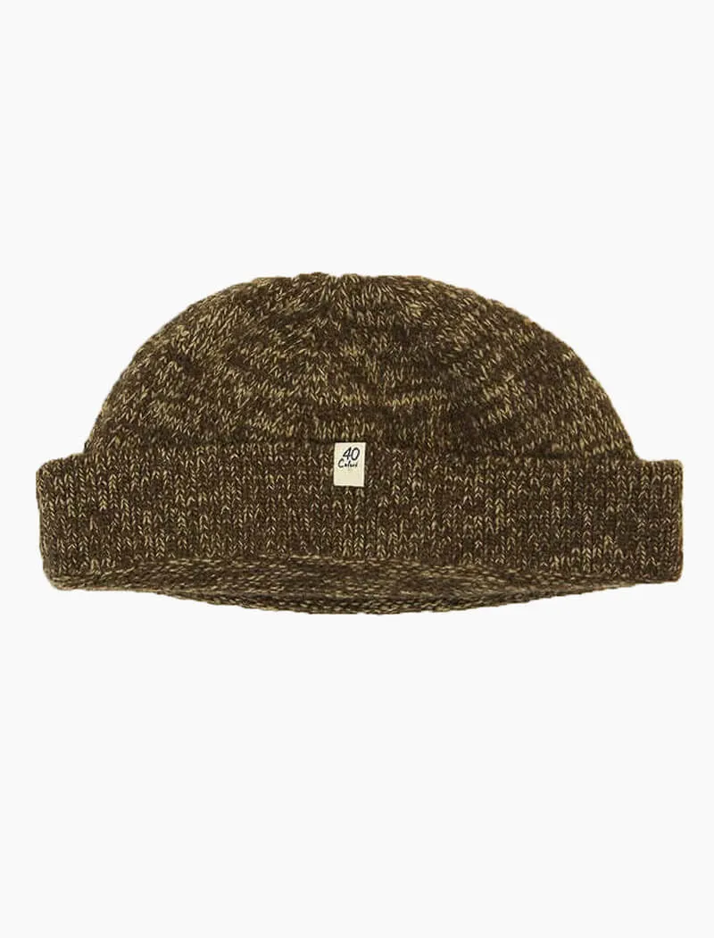 Brown Melange Wool & Cashmere Fisherman Beanie