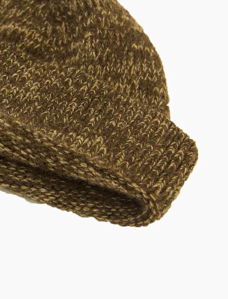 Brown Melange Wool & Cashmere Fisherman Beanie