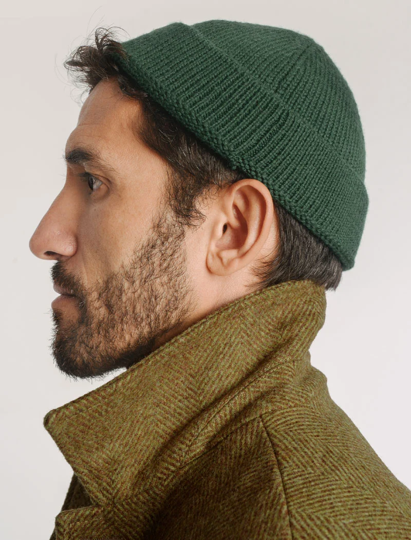 Forest Green Solid Wool Fisherman Beanie