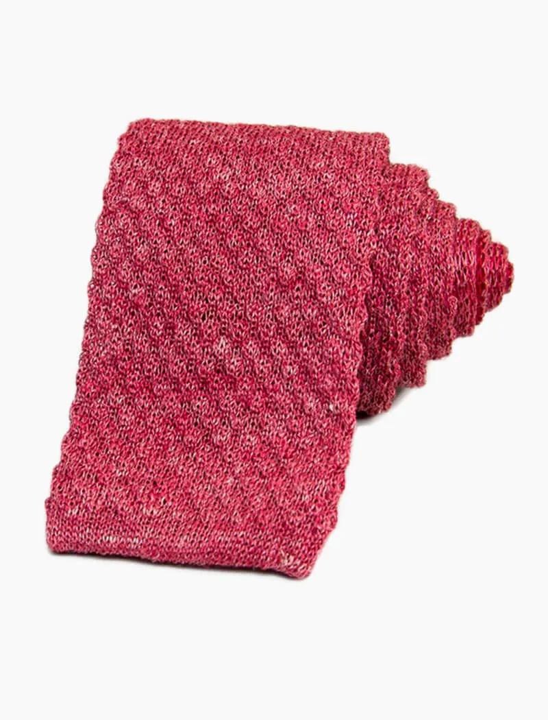 Pink Solid Melange Linen Knitted Tie