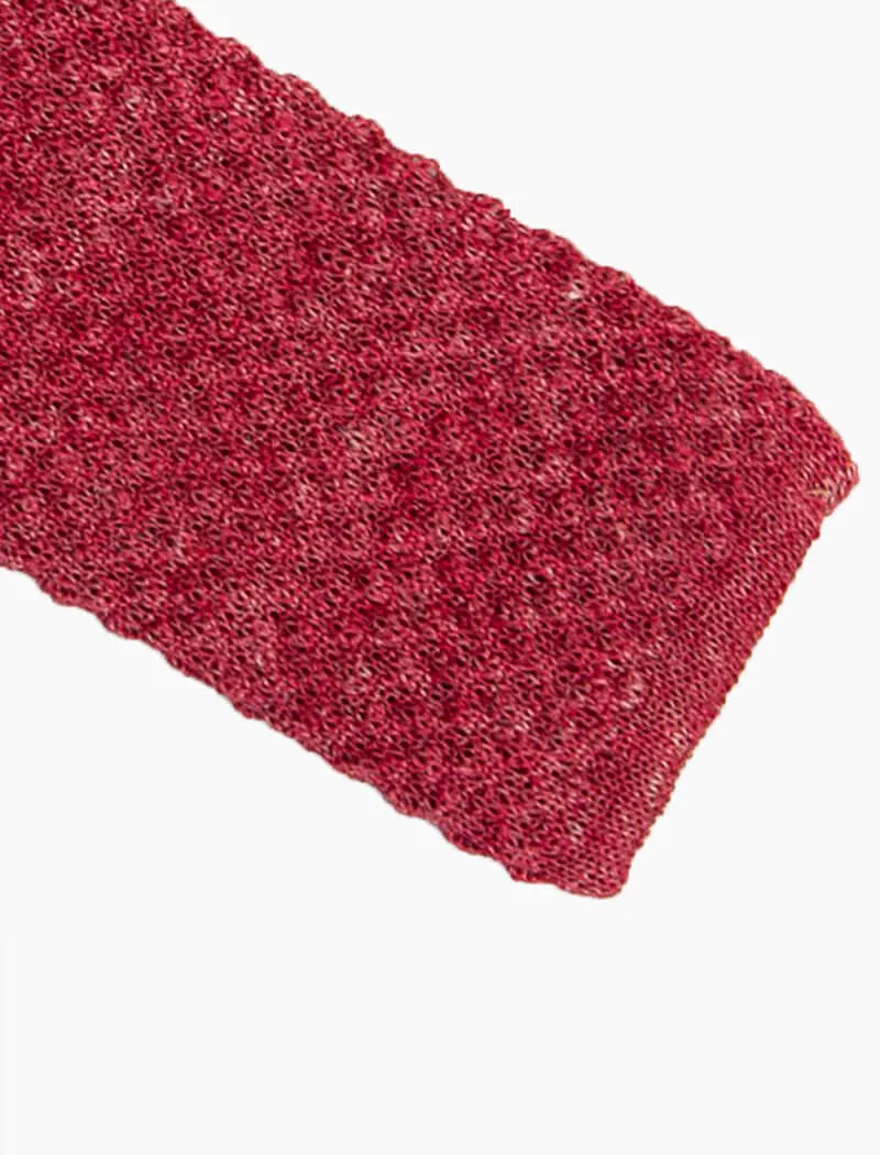Pink Solid Melange Linen Knitted Tie