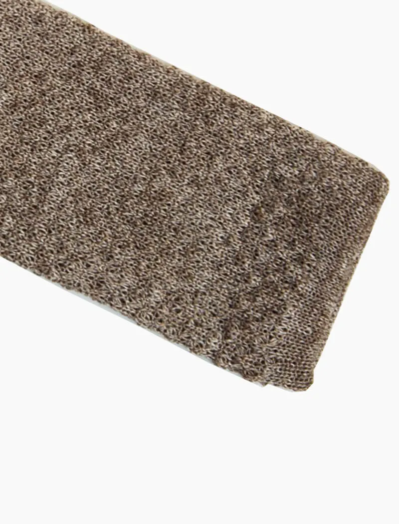 Light Brown Solid Melange Linen Knitted Tie