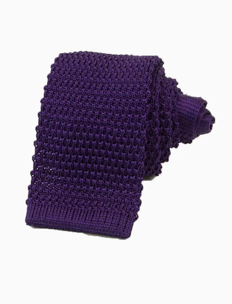 Purple Solid Silk Knitted Tie