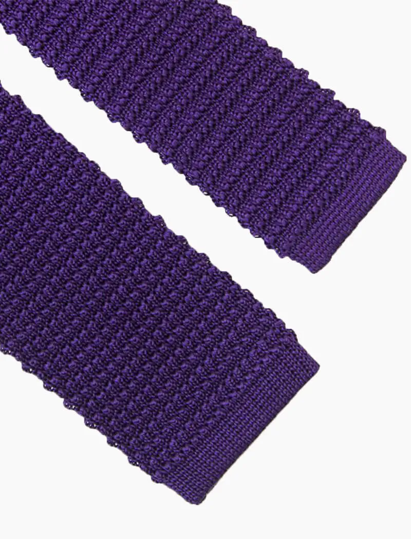 Purple Solid Silk Knitted Tie