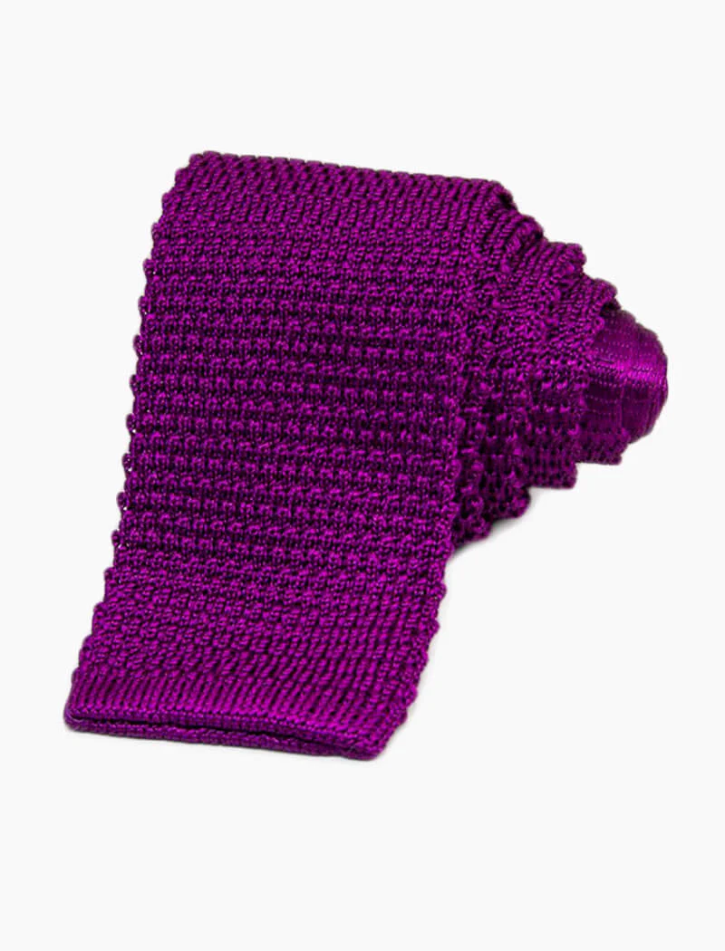 Magenta Solid Silk Knitted Tie