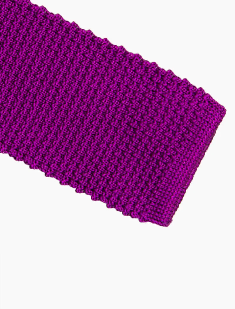 Magenta Solid Silk Knitted Tie