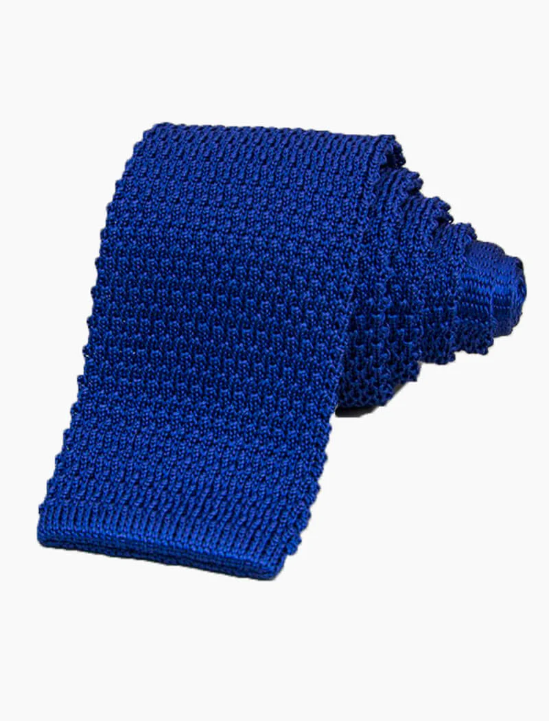 Royal Blue Solid Silk Knitted Tie