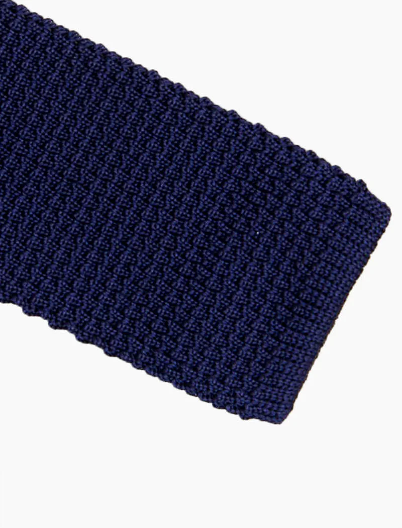 Marine Blue Solid Silk Knitted Tie