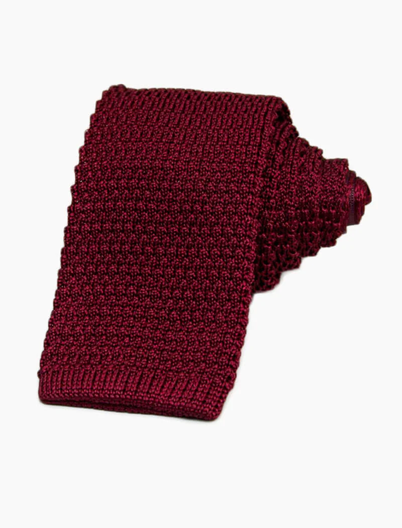 Cardinal Red Solid Silk Knitted Tie