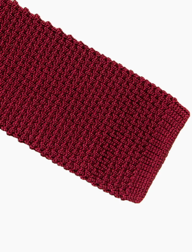 Cardinal Red Solid Silk Knitted Tie