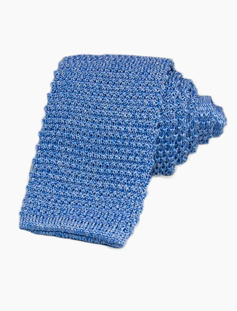Sky Blue Solid Jaspe' Silk Knitted Tie