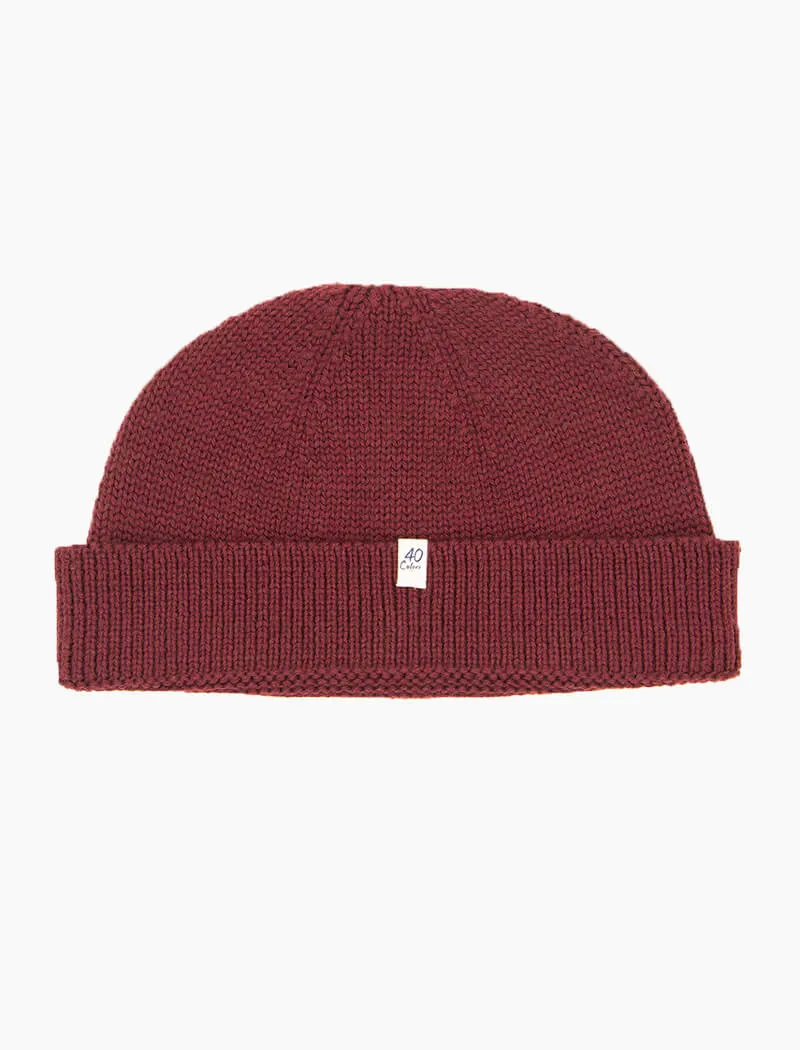 Burgundy Solid Wool Fisherman Beanie