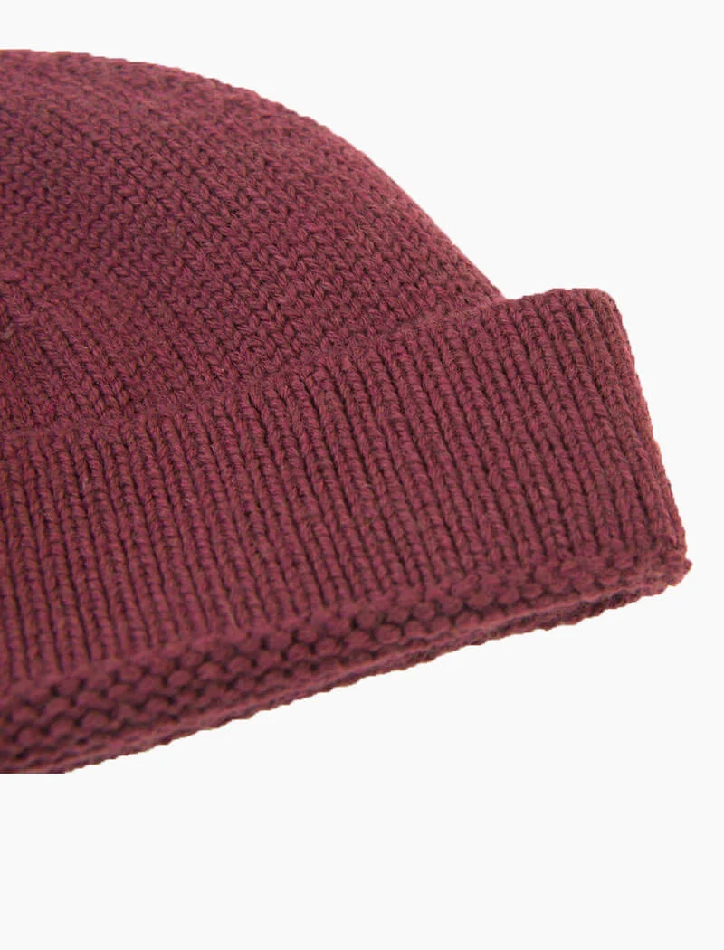 Burgundy Solid Wool Fisherman Beanie
