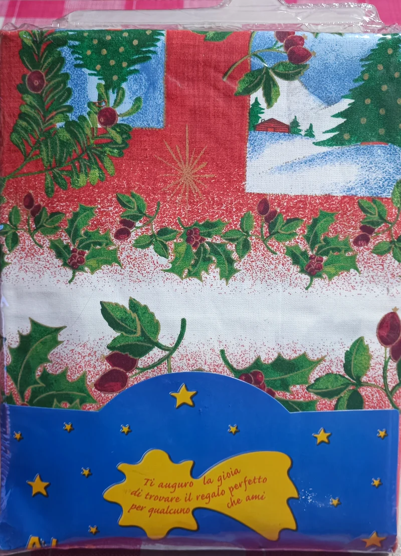 Tovaglia di Natale da dodici, in puro cotone. 600g.