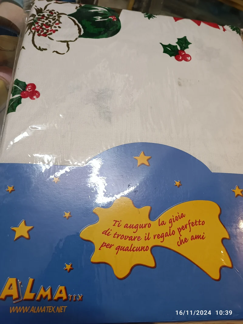 Tovaglia di Natale da dodici, in puro cotone. 600g.