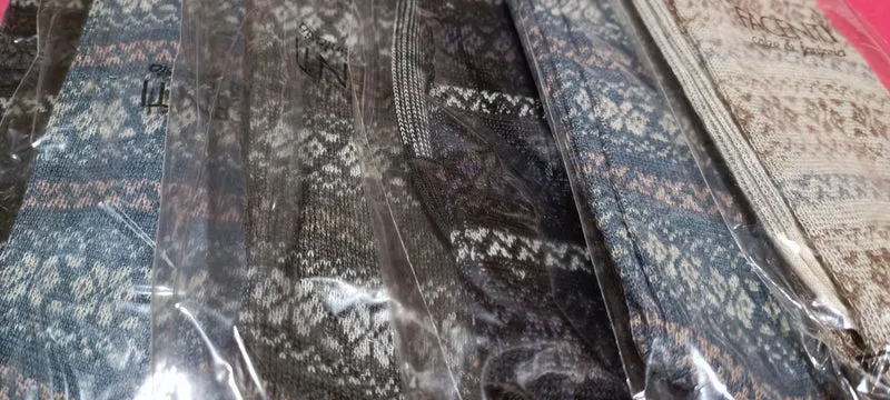 Calze uomo fantasia Elisir alto Facenti, lana 70%,sei paia. Taglia 12,5/13. 500g.